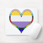 Tapis De Souris Enby Pride Heart (Avec souris)