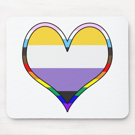 Tapis De Souris Enby Pride Heart (Devant)