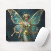 Tapis De Souris Enchanted Fairy in Gold and Turquoise  (Avec souris)