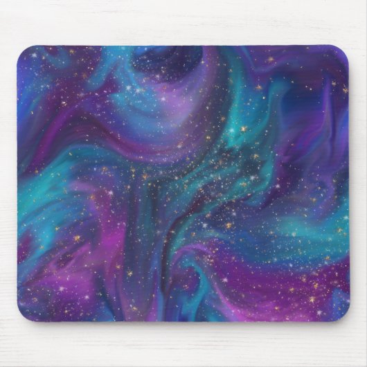 Tapis De Souris Encre cosmique | Turquoise bleu violet Galaxie Neb (Devant)