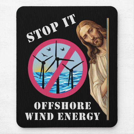 Tapis De Souris Énergie éolienne offshore Arrêtez Jésus (Devant)