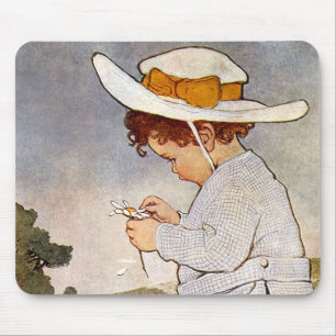 Tapis De Souris Enfant Antique Cueille des Marguerites Bessie Peas