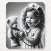 Tapis De Souris Enfant Infirmière Avec Ours En Teddy (Devant)