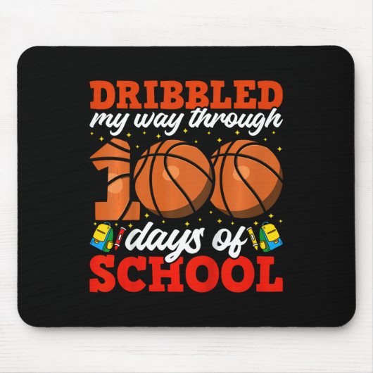 Tapis De Souris Enfants 100e Jour De L'École Garçons Basketball 10 (Devant)
