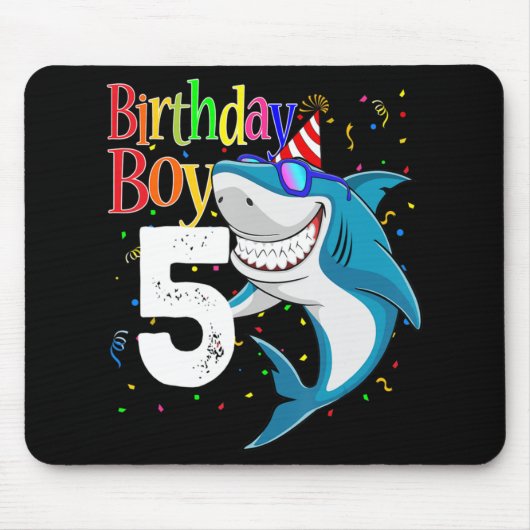 Tapis De Souris Enfants 5Anniversaire Garçon requin Jaw-Quelques c (Devant)