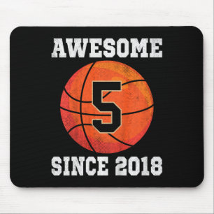 Tapis De Souris Enfants 5e anniversaire Basketball Lover 5 ans Vin