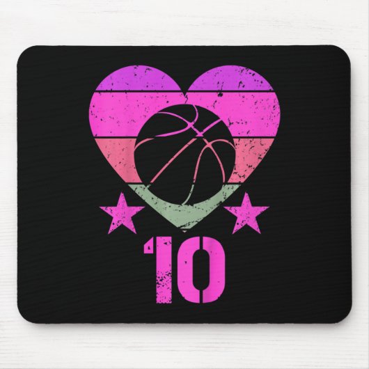 Tapis De Souris Enfants Basketball Anniversaire 10 ans Garçon fill (Devant)