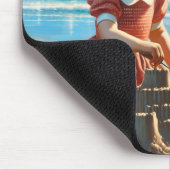 Tapis De Souris Enfants Bâtir un château de sable sur la plage (Coin)