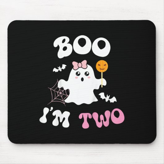 Tapis De Souris Enfants Boo I'm Two Ghost Second 2nd Birthday Supe (Devant)