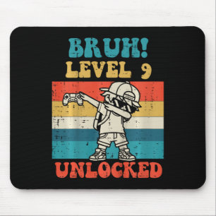 Tapis De Souris Enfants Bruh Niveau 9 Débloqué Gamer Dab Rétro 9èm