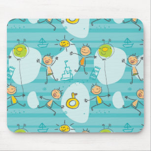 Tapis De Souris Enfants mignons jouant sur le motif de plage