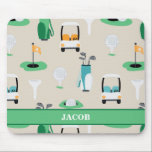 Tapis De Souris Enfants Personnalisés Golfcart Golfcart Golfing Sp<br><div class="desc">Papa,  Grampa ou autre nom personnalisé Golfer Golfcart Golfing Motif sportif Golfing. Chariots de golf,  balles de golf,  tee - shirts de golf,  clubs de golf sur le terrain de golf,  design sportif. Modifier pour modifier le nom.</div>