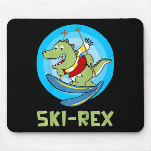 Tapis De Souris Enfants qui skient Ski-rex Dino Drôle Enfant Drôle