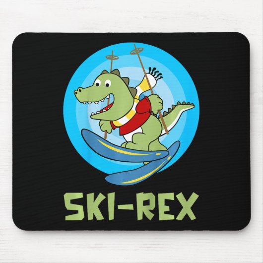 Tapis De Souris Enfants qui skient Ski-rex Dino Drôle Enfant Drôle (Devant)