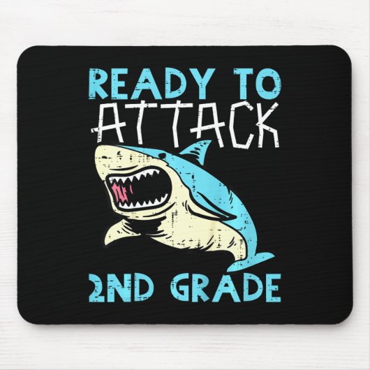 Tapis De Souris Enfants Requin Prêts à Attaquer 2e Année Second Pr (Devant)