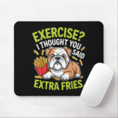 Tapis De Souris English Bulldog Exercise, Extra Fries Funny  (Avec souris)