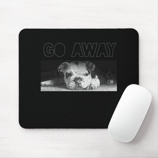 Tapis De Souris English Bulldog Puppy Social Distancing Go Away (Avec souris)