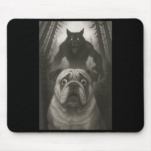 Tapis De Souris English Bulldog Selfie With Werewolf Funny (Devant)