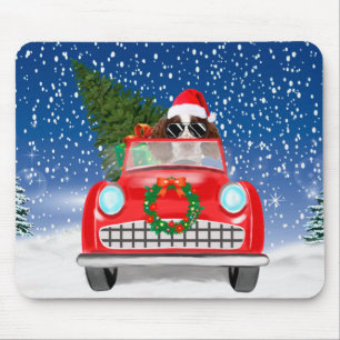 Tapis De Souris English Springer Spaniel Chien Voiture Dans Neige