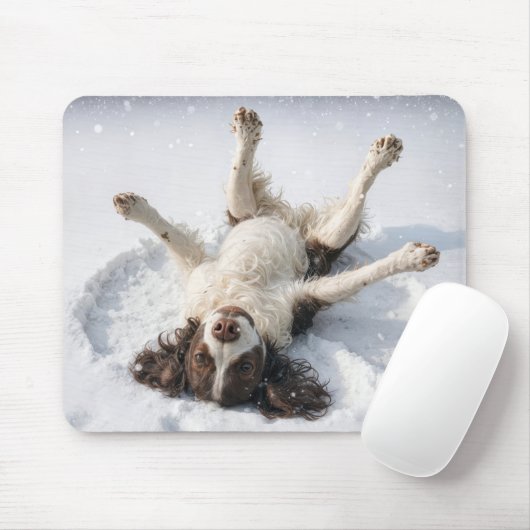 Tapis De Souris English Springer Spaniel Snow Angel (Avec souris)