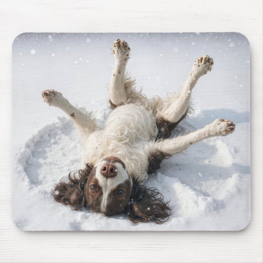 Tapis De Souris English Springer Spaniel Snow Angel (Devant)