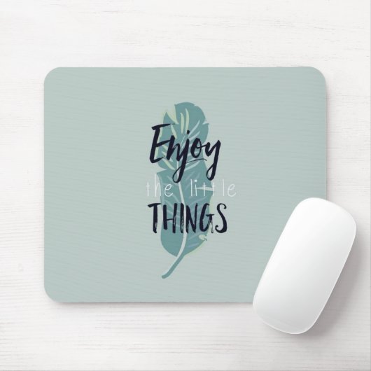Tapis De Souris “Enjoy the Little Things” Minimal Feather Mouse Pa (Avec souris)