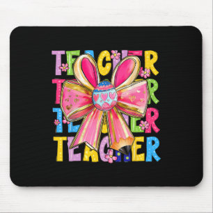 Tapis De Souris Enseignant Bunny Coquette Bow Pencil Bunny Jour de