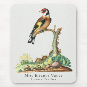 Tapis De Souris Enseignant Personnalisé Oiseau Botanique Vintage