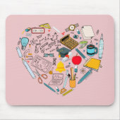 Tapis De Souris Enseignant Professeur Outil Coeur (Devant)