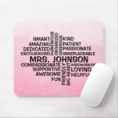 Tapis De Souris Enseignant Word Cloud Pink Ombre (Avec souris)