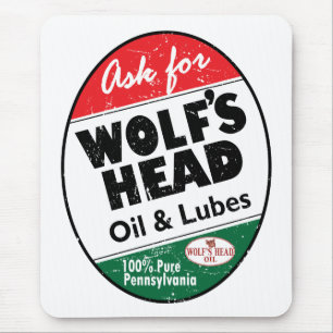 Tapis De Souris Enseigne en détresse Vintage Wolfs Head