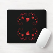 Tapis De Souris Ensemble de Julia fractal avec des cœurs rouges (Avec souris)