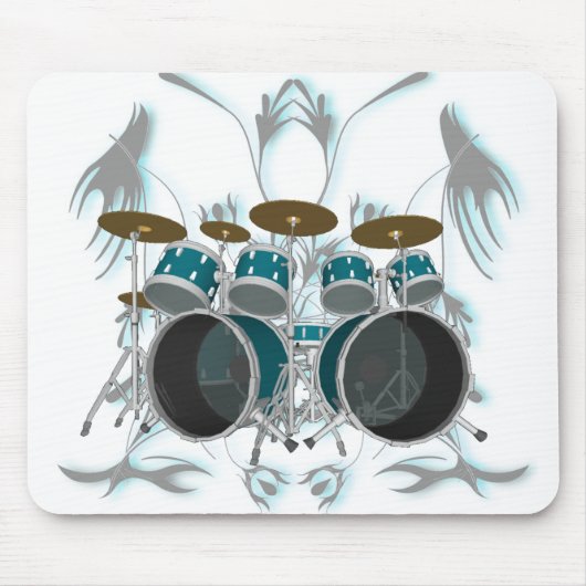 Tapis De Souris Ensemble de tambour et illustration de tribal (Devant)