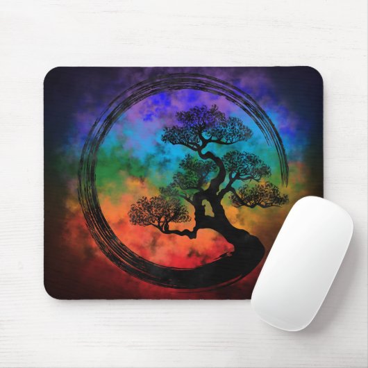 Tapis De Souris Enso Zen Circle et Bonsai Tree Nebula (Avec souris)