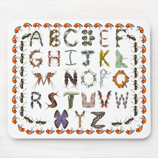 Tapis De Souris Entomologie Créatures de bogues et d'insectes (Devant)