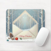 Tapis De Souris Enveloppe Joyeuse de Noël avec bouleaux (Avec souris)