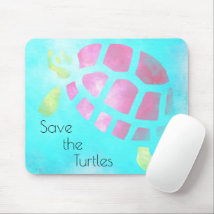 Tapis De Souris Épargnez les Tortues Aquarelle