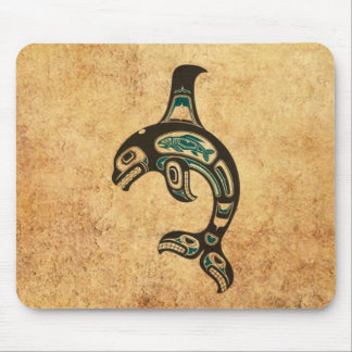 Tapis De Souris Épaulard bleu et noir âgé d'esprit de Haida