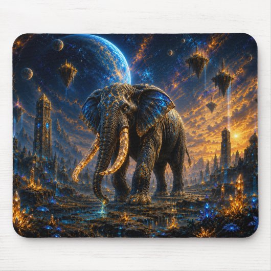 Tapis De Souris Epic Blue & Gold Celestial Elephant Mouse Pad (Devant)