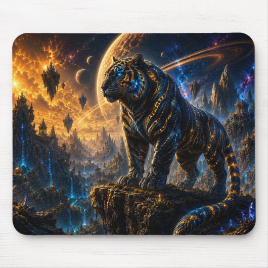 Tapis De Souris Epic Blue & Gold Celestial Tiger Mouse Pad (Devant)