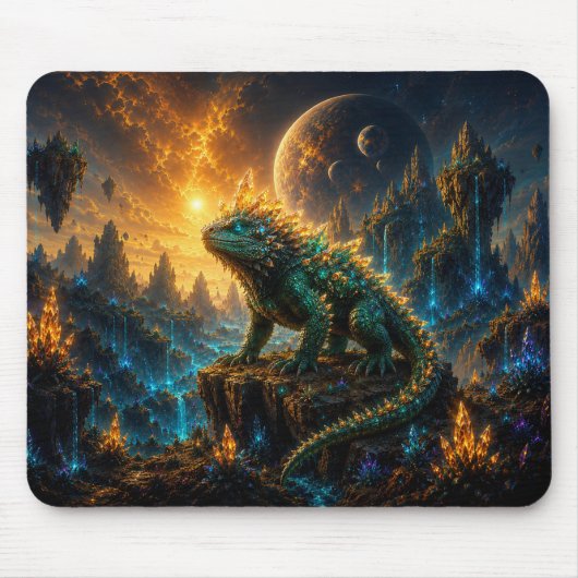 Tapis De Souris Epic Emerald & Gold Alien Lizard Mouse Pad (Devant)