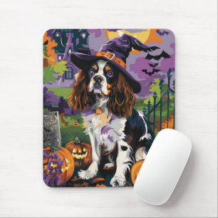 Tapis De Souris Épouvantable Springer Spaniel Sorcière d'Halloween