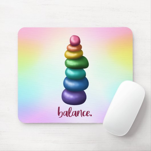 Tapis De Souris Équilibre. Arc-en-ciel Stacking Rocks Souris (Avec souris)