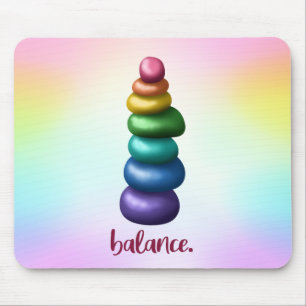 Tapis De Souris Équilibre. Arc-en-ciel Stacking Rocks Souris