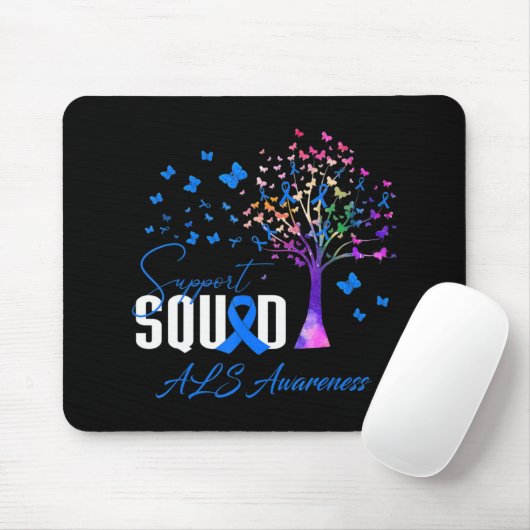 Tapis De Souris Équipe D'Appui À La Sensibilisation À L'Als (Avec souris)