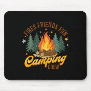 Tapis De Souris Équipe de camping amusant des amis du feu Été camp