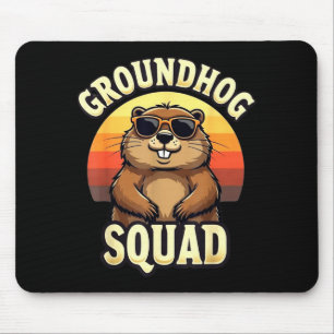 Tapis De Souris Équipe de marmotte drôle Joyeuse fête de la marmot