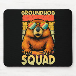 Tapis De Souris Équipe de marmotte Jour de la marmotte rétro vinta