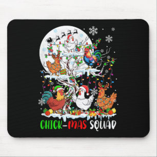 Tapis De Souris Équipe De Poulets Xmas Groupe Père Noël Elf Poulet