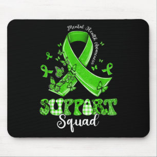 Tapis De Souris Équipe de soutien Papillon Ruban Vert Santé Mental